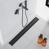 Neodrain 24-Inch Matte Black Linear Shower Drain, 2-in-1 Flat &