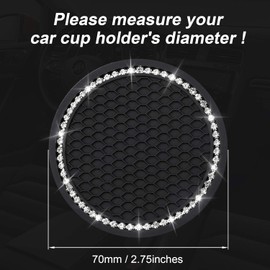 Bling Car Cup Coasters, Crystal Car Cup Holder Coaster, Rhinestone Universal Vehicle Anti Slip Car Insert Coaster, Suitable for Most Car Interior, Car Accessories for Women, 【Black diamond-4PCS】