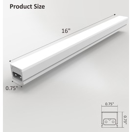 Leetdud Under Cabinet Lighting Plug in, 16 Inch 1 Pc, Linkable AC120V 3CCT 3000K/4000K/5000K Ultra Slim, LED Under Cabinet Lights for Counter Light, Kitchen, Shelf, Sink, Workshop, Desk, White
