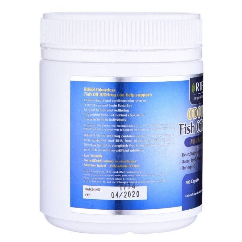 Rifold Odourless Fish Oil 1000mg 200 Capsules