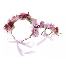 Ever Fairy Set De Diadema De Flores Con Cinta Muñequera Tipo