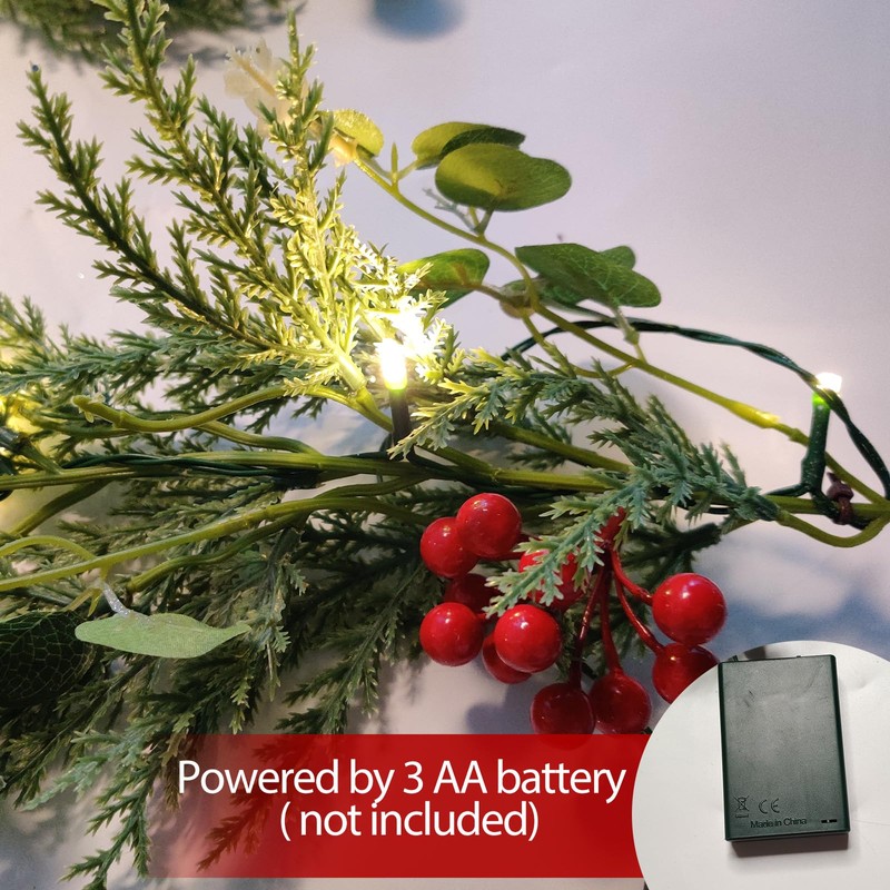 Mixed Branches- 6 Ft Artificial Christmas Garland, Eucalyptus and Snowy