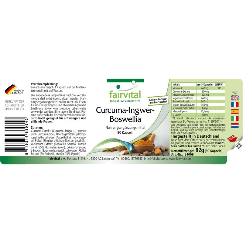 Fairvital Turmeric, Ginger and Boswellia with Vitamin C - 90