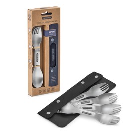 Black+Blum Spork Set of 4 Stainless Steel Sporks Set with Easy Clean Carry Bag
