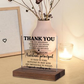 Thank You Assistant Principal Gift – Acrylic Desk Sign with Appreciation Message, Rustic Wood Base Plaque for Farewell, Promotion, Retirement or Graduation Recognition Office Decor TKA122