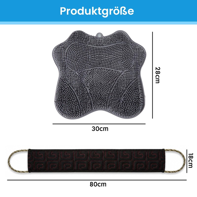 Iyxeo Set of 2 Shower Foot Brush and Back Scrubber