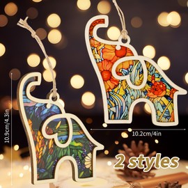 2pcs Elephant Ornament for Women Friends, Elephant Hanging Ornament with Story Cards Sister Ornaments Friend Ornament for Women Decoration