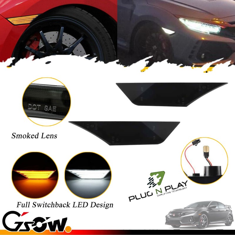 GSOWO 2 PCS LED Side Marker Lights Assembly for Honda