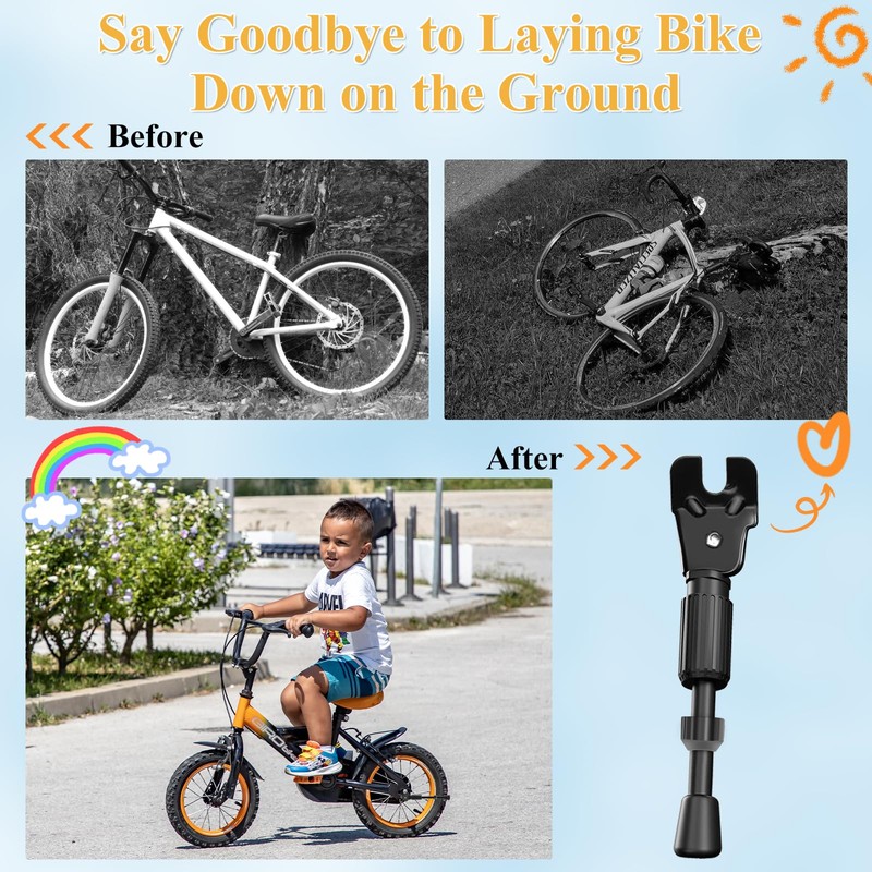 CYFIE Bicycle Stand, Side Stand, Adjustable Length, 12", 14", 16",