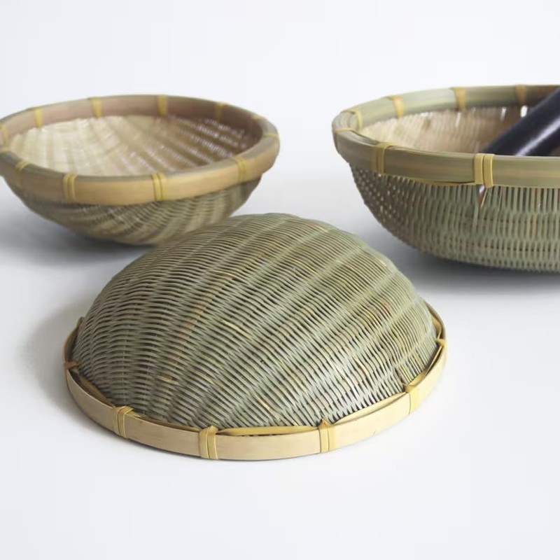 Handwoven Bamboo Sieve Basket, 17cm x 6cm, Natural