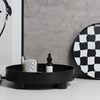 Round Storage Organizer Tray Checkerboard Design Plate Container Tray for