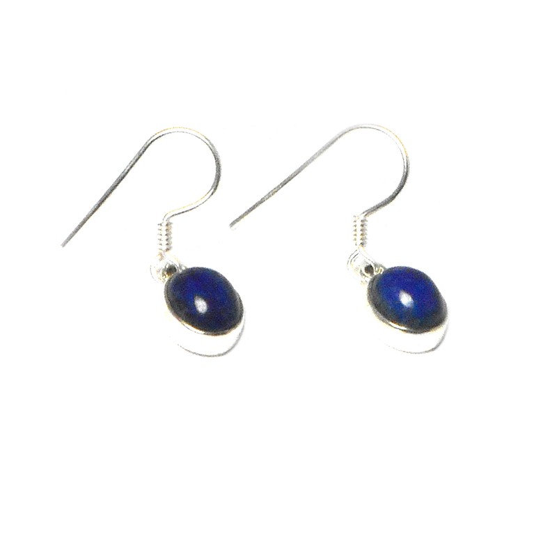 Art Gecko Blue Oval LAPIS LAZULI Sterling Silver Gemstone Earrings