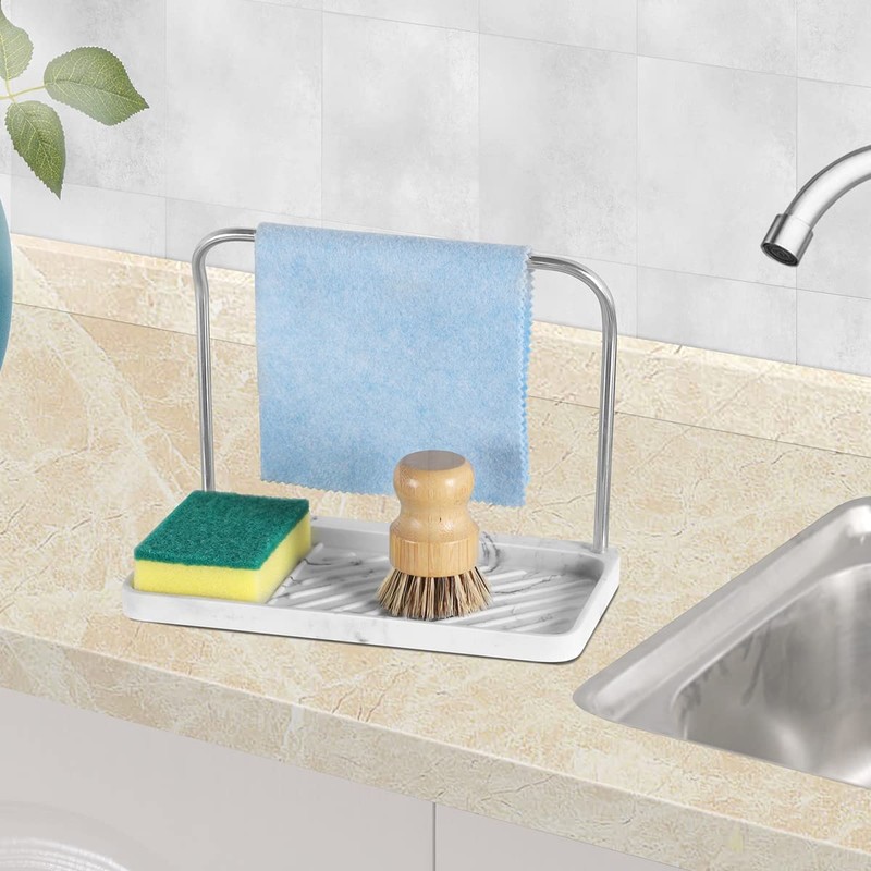 zccz Sponge Holder - Kitchen Sink Organizer Tray Stainless Steel