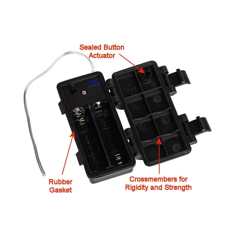 Jex Electronics Waterproof Two/2X AA Battery Holder Case Box 2.4V/3V