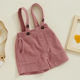 BemeyourBBs Toddler Boy Girl Overall Shorts Baby Suspender Shorts Bottoms Pocket Corduroy Shortall Unisex Baby Clothes (Corduroy Pink, 2-3 Years)