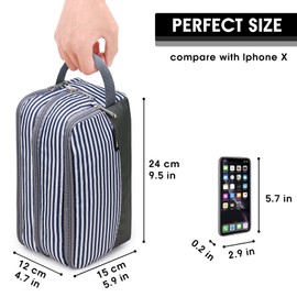 WANDF Toiletry Bag for Men Hanging Dopp Kit Water Resistant Shaving Bag Small Toiletry Bag for Traveling (Blue Stripe)