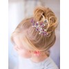 Casdre Rhinestone Bridal Hair Clip Purple Pink Pearl Hair Barrette