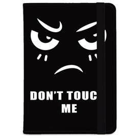 beinkmake Don't Touch Me Leather Passport Holder Cover Fun Black Travel Wallet Passport Case with Credit Card Slots for Women Men Travelling Essentials for Flying