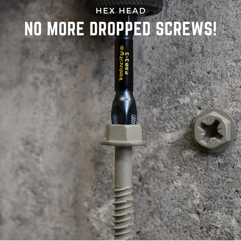 Velocity 2 1/4 Concrete Screws Set (Hex Head, 1/4") –