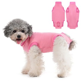 Avont Dog Recovery Suit, Surgery Shirt for Female Spay Male Neuter Skin Conditions, Surgical Onesie Bodysuit Prevent Licking Dog E Collar Cone Alternative -Pink (S)