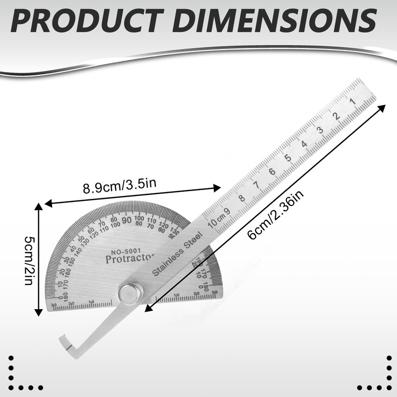 Stainless Steel Angle Protractor Miter Protractor Angle Finder 0-180 Degrees
