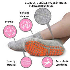 HYCLES Trampoline Socks Children's Non-Slip Socks - Non-Slip Socks Children 6 Pairs Training Socks for Boys Girls 2-13 Years, 05# Black+Grey+Navy+Medium Purple+Rose+Blue