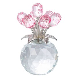 Kertari K9 Crystal, Rose Flower, Non-Withering Flower, Artificial Rose, Interior Gift, Wedding Gift, Anniversary, Mother's Day, Father's Day, Christmas, Retirement, Celebration, White Day, Gift for Mother, Wife, Girlfriend, Pink