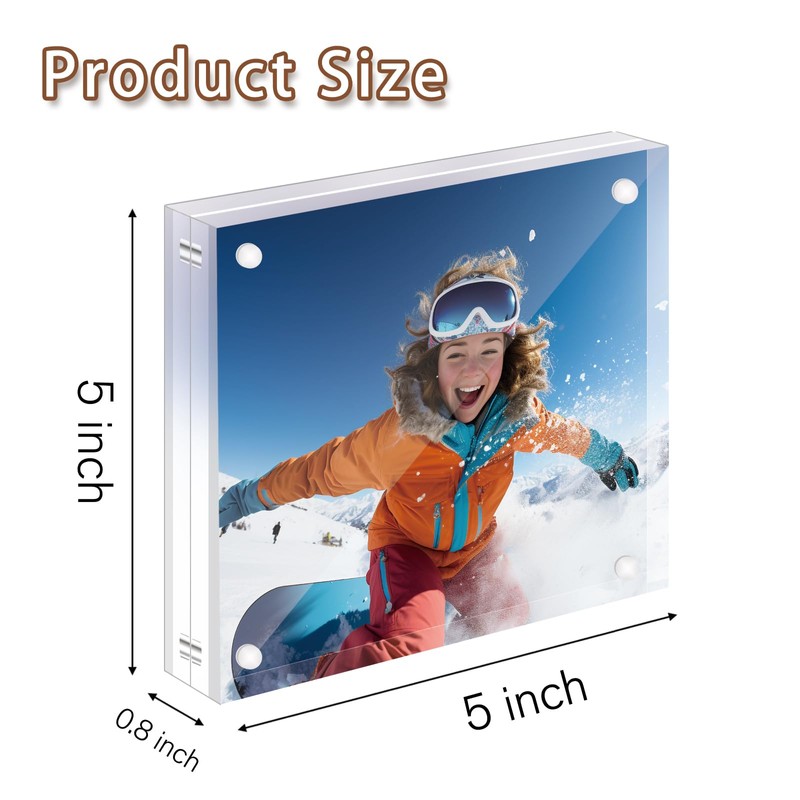YMYKLB Acrylic Picture Frame, 5x5 Inch Acrylic Photo Frames Horizontal