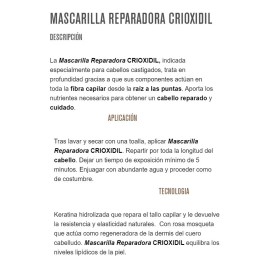 Crioxidil Mascarilla Reparación Con Keratina Hidrolizada 1kg