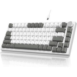 Teclado mecánico intercambiable en caliente, 75% por ciento, TLK Teclado con cable personalizado con perilla giratoria, espuma poron, almohadilla de silicio, retroiluminación LED, NKRO para Win/Mac,