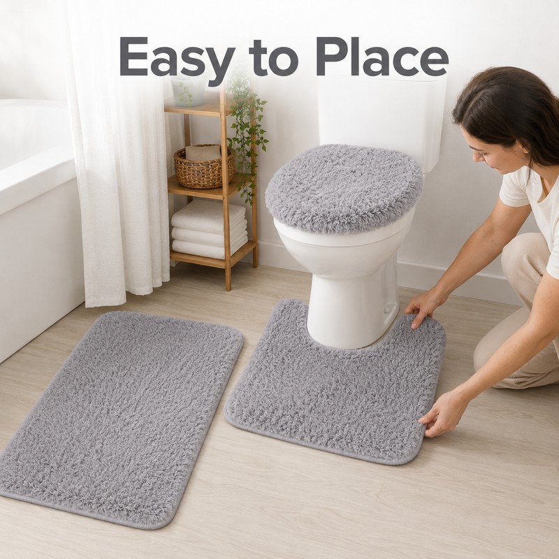 3-Piece Bathroom Rug Set for Floor Comfort – Soft Washable