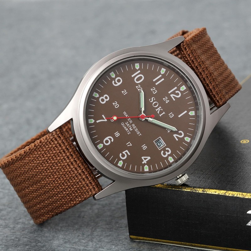 Mens Watch Waterproof Luminous Arabic Numerals Simulated Military Watch Outdoor