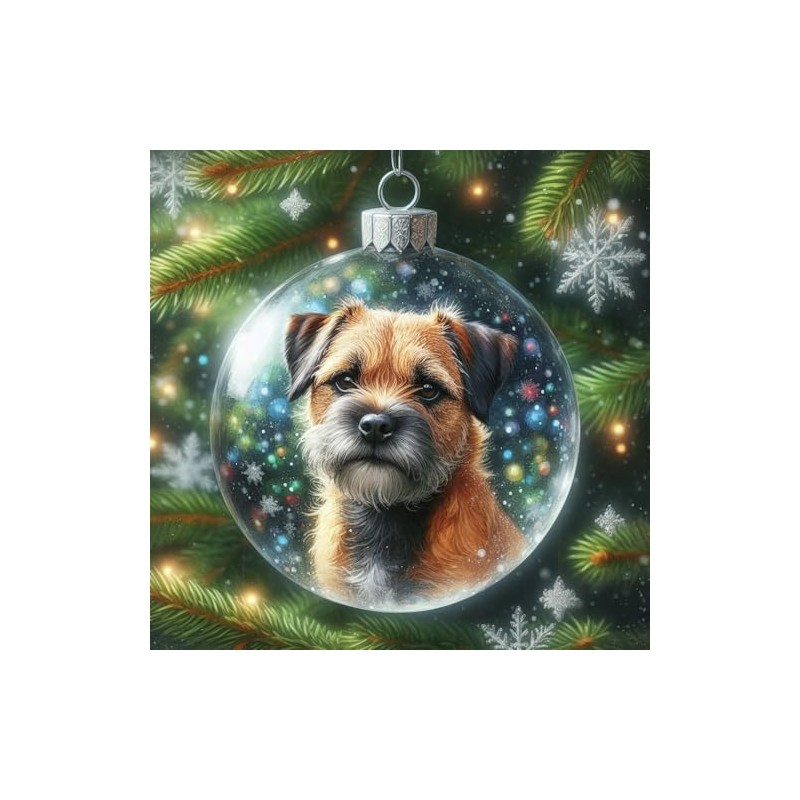 Single Luxury Border Terrier Christmas Card (BAU)