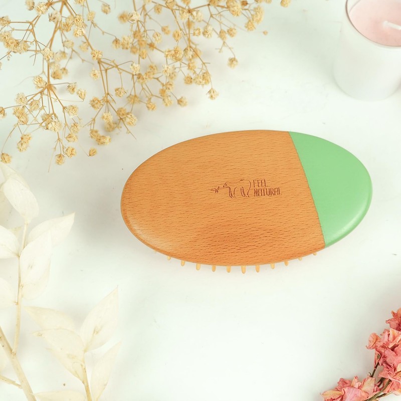 Oval Pocket Bamboo Hair Brush Feel Natural