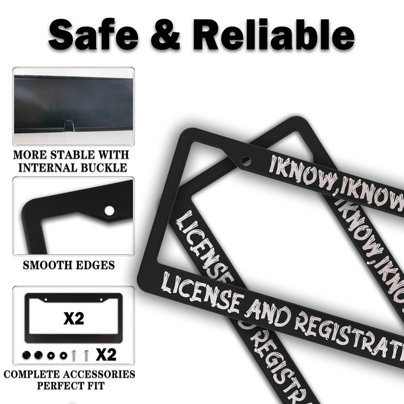 Front License Plate Bracket Black and White License Plate Frames