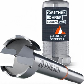 Presch Forstner drill bit, diameter 20 mm, extremely sharp, durable branch hole drill, high-precision centring tip for perfect concentricity, reliable performance thanks to optimised service life
