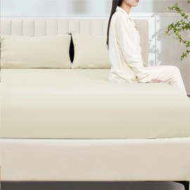 My Home Store Fitted Sheets King Size 100% Egyptian Cotton 300TC Hotel Quality 30 cm Fitted Bedsheets (Cream)