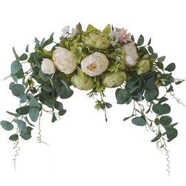 H&S BRIDAL Wedding Arch Flowers, 30 Inch Rustic Artificial Floral Swag for Door Lintel, Green Leaves Rose Peony Sunflowers Table Centerpieces Home Decoration