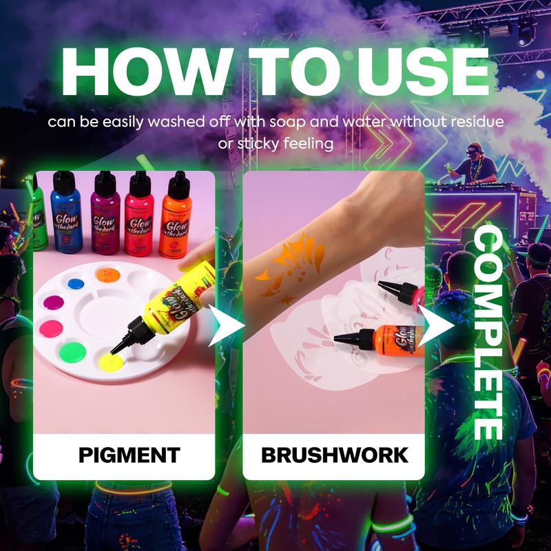Glow in The Dark Paint, Washable & Long Lasting -