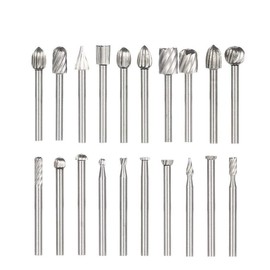 Bestgle 20pcs 3mm(1/8") Shank HSS Rotary Cutting Burrs Router Bits Milling Cutter Set Fit for Rotary Tools for DIY Woodworking, Carving, Engraving, Drilling，20Sizes