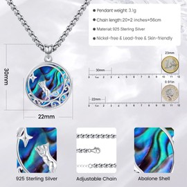 Eusense Cat Necklace for Women Cats Pendant 925 Sterling Silver Abalone Shell Jewellery Gift for Girls Cat lovers
