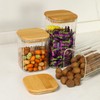 yiwilebi Glass Food Storage Jars with Bamboo Lids, Clear Square