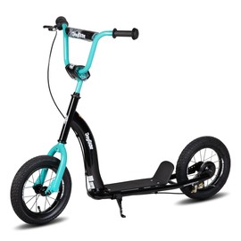 JOYSTAR Kick Scooter for Kids 5+ Teens & Youth, Lightweight Kids Scooter with Adjustable Handlebar, 2 Wheel Scooter for Boys & Girls, 12" Inflatable Wheels Rear Drum Brakes, Black