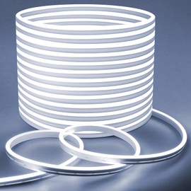 Lamomo LED Strip Lights, 65.6ft White Dimmable Neon LED Rope Lights, 24V Waterproof LED Light Strip, 6000K Flexible Neon Lights for Bedroom Indoor Home Decor