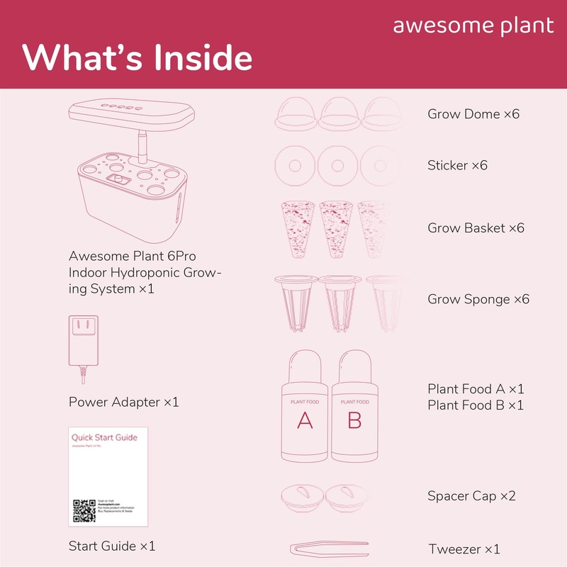 Awesome Plant 6Pro Hydroponics Growing System Kit (6 Pods), Indoor