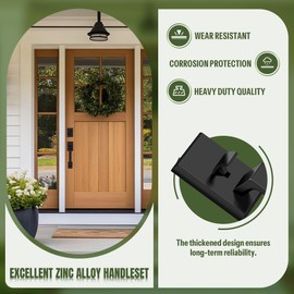 Moquin Square Front Door Handle Set, Heavy Duty Entry Door Handleset with Keys, Exterior Door Lock with Single Cylinder Deadbolt, Matte Black Reversible Door Lock for Right & Left Door
