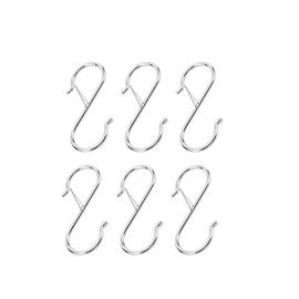 6Pcs S Hooks for Hanging with Safety Buckle Design, 3.54 Inch Stainless Steel Heavy Duty S Shaped Hook, S Hanger Hooks for Kitchen Utensil and Closet Rod（Nickel Color）