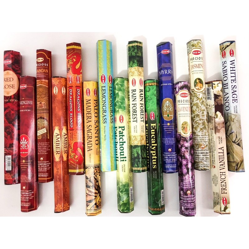A1SONIC Assorted 15 Boxes HEM Incense Selection 300 Sticks Pack