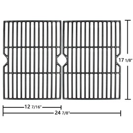 Hongso Porcelain Coated Cast Iron Cooking Grid Grate Replacement Parts for Grill Master 720-0737, Grill Chef, Nexgrill Gas Grill Models, 17 1/8 x 24 7/8 inches BBQ Grill Grates, Set of 2 (PCF162)