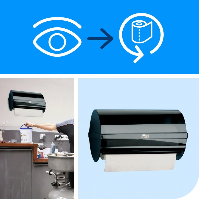 Tork Wall Mounted Paper Roll Dispenser Black W5, Covered Roll